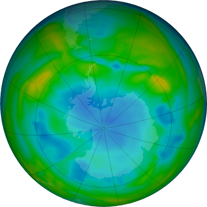 Antarctic ozone map for 03 July 2017